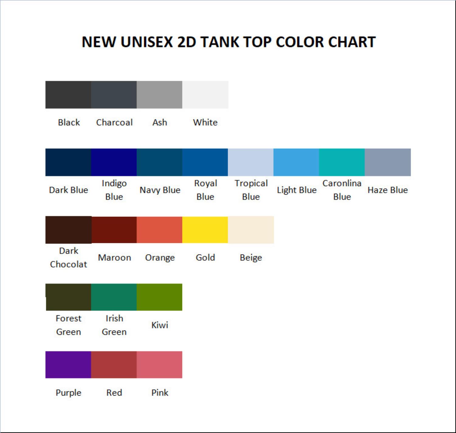 tank top color chart - BFDI Merch