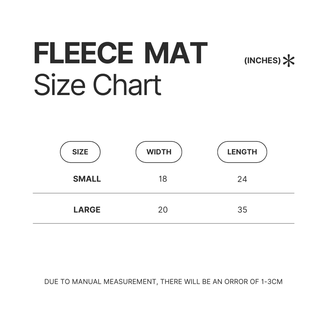 Fleece Mat Size Chart - BFDI Merch