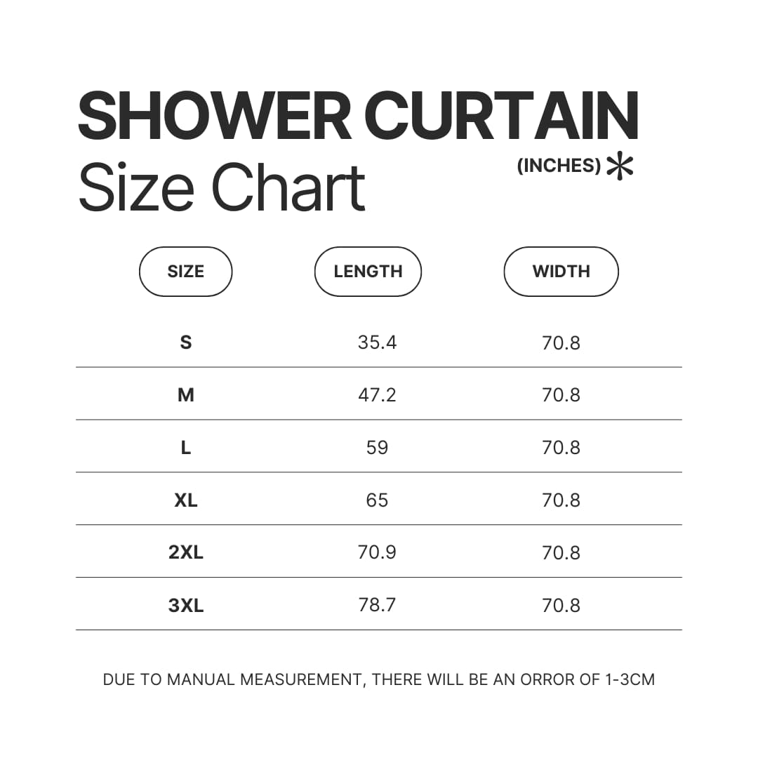 Shower Curtain Size Chart - BFDI Merch